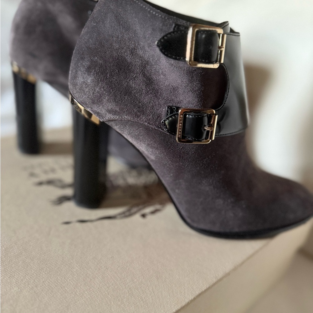 Burberry Black and Gray Heeled Boots
